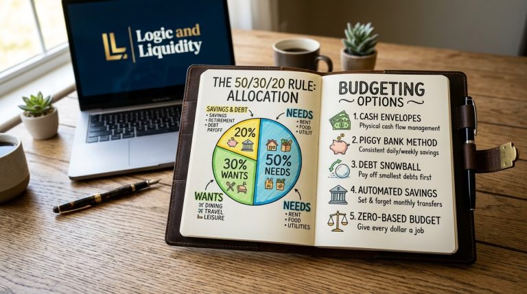 A close-up view of an open planner featuring a detailed pie chart, illustrating business data and productivity organization.