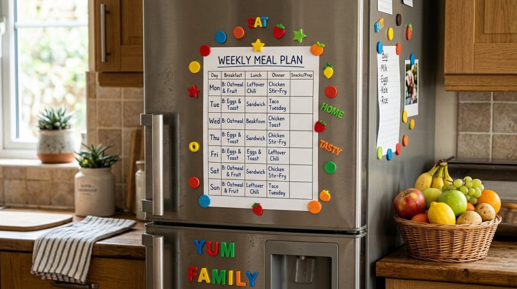 A detailed meal planner designed to help organize weekly food consumption and preparation schedules for a healthy lifestyle.