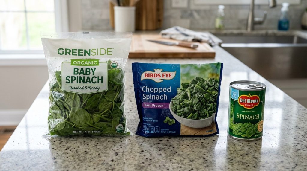 A detailed side by side visual comparison of various spinach leaves showing differences in size and texture for quality assessment.