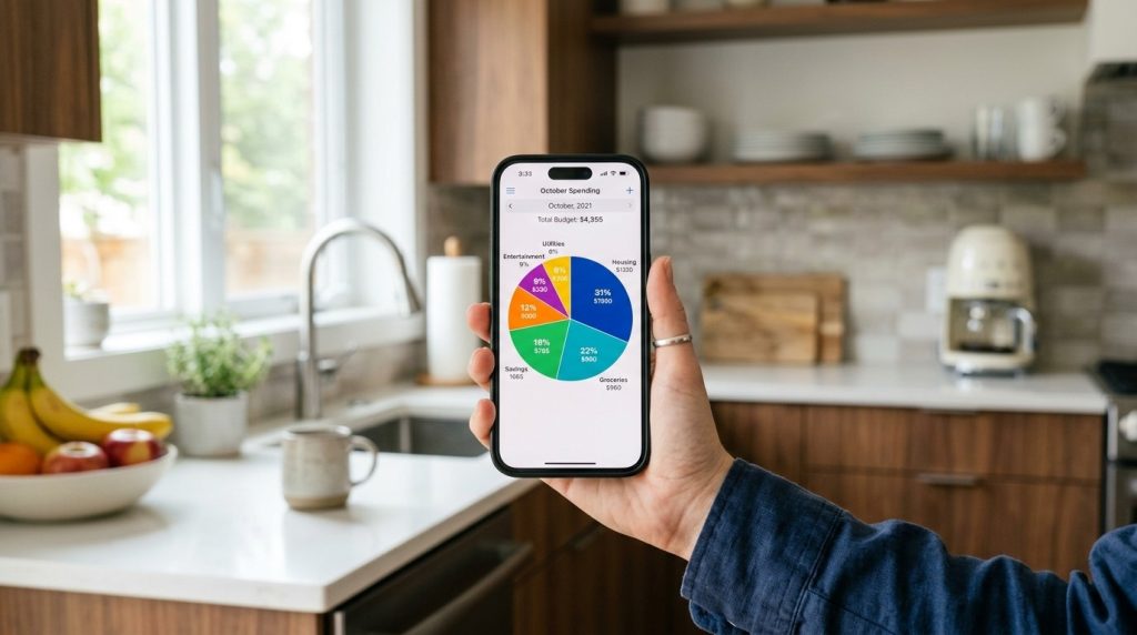A close up view of a person's hand securely holding a modern smartphone with a clear screen against a clean background.