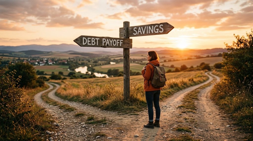 An individual stands at a crossroads where several paths meet, representing a deep moment of reflection and the necessity of choosing a new direction for the future.