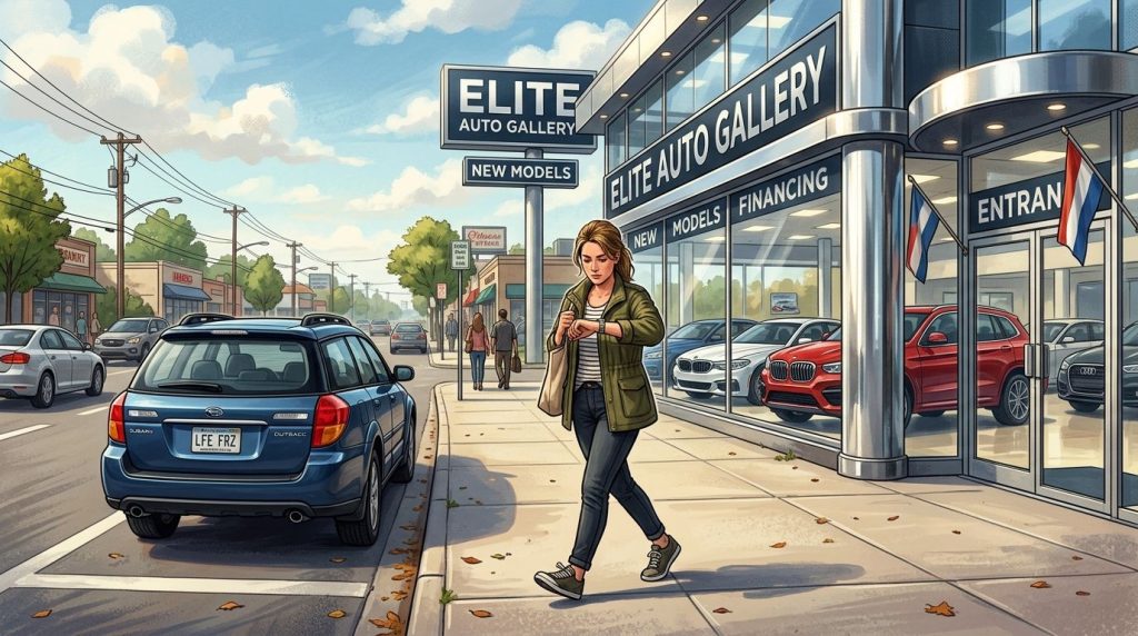 A person viewed from behind is seen walking away into the distance along a path or road.