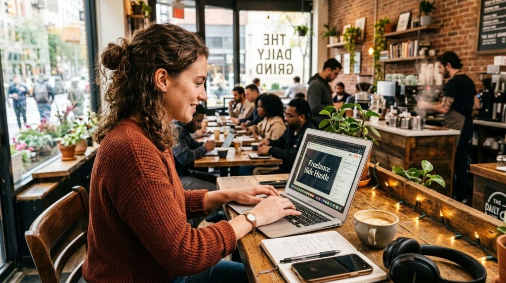 An image depicting a person intensely focused while working on a specific task or project within a modern professional environment.