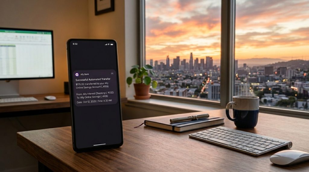 Detailed view of the Ally Bank mobile application interface highlighting digital banking features and financial management tools for smartphone users.