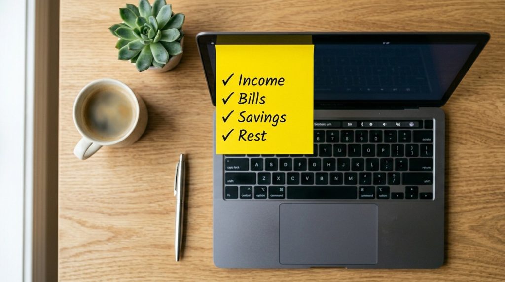 A single bright yellow sticky note used for jotting down important reminders and maintaining organization in an office environment.