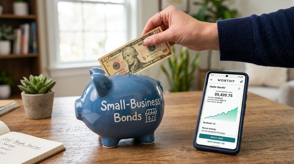A close up view of a person's hand putting money or currency into a container for savings or a financial transaction.