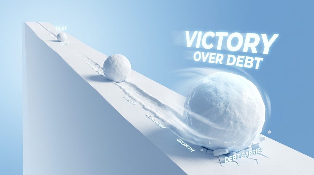 A large snowball gathering speed and mass as it rolls down a steep snow covered mountain slope in a winter landscape.