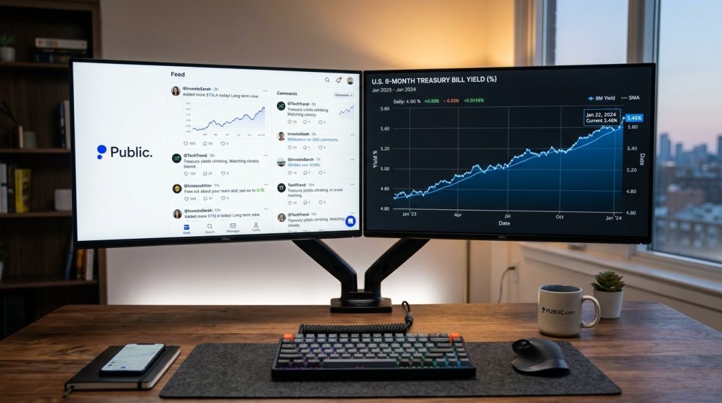 A clean and modern home office workspace featuring a dual monitor setup on a desk designed for increased productivity and efficient multitasking.

