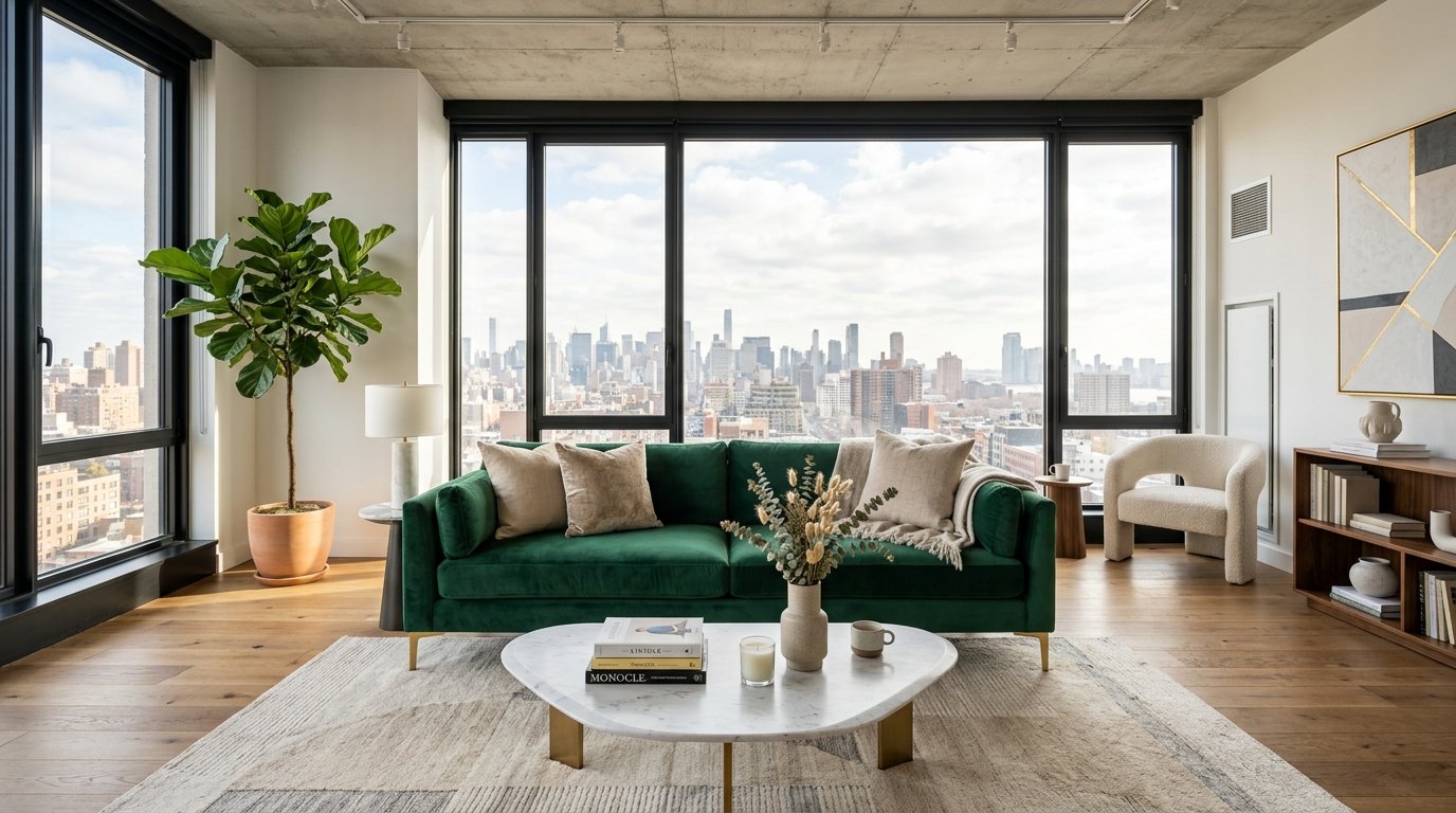 A sleek modern living room sofa featuring a stylish design on a budget.