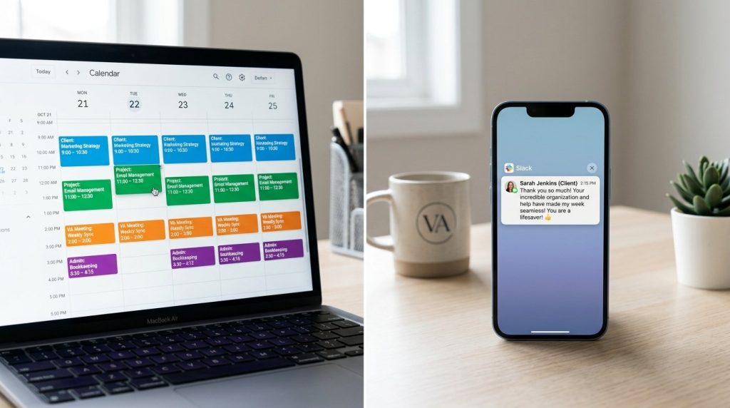 A close-up view of a digital calendar screen displaying the month of April 2026 on a sleek tablet device.