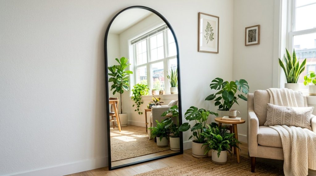 A stylishly decorated modern apartment living room designed on a budget.