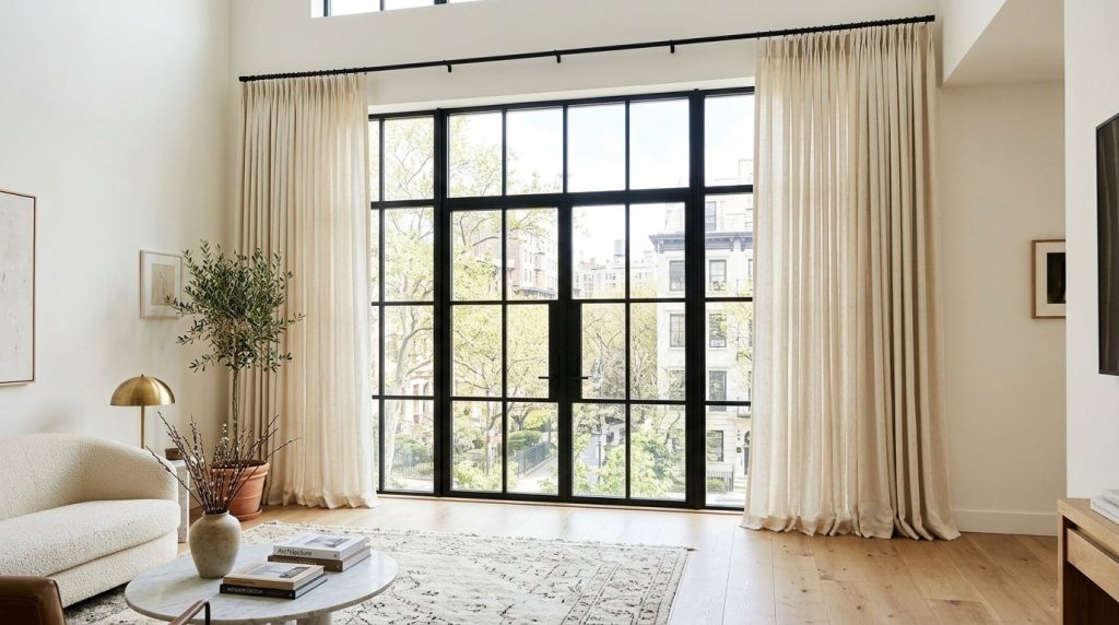 A stylishly decorated luxury apartment living space featuring affordable decor accents.