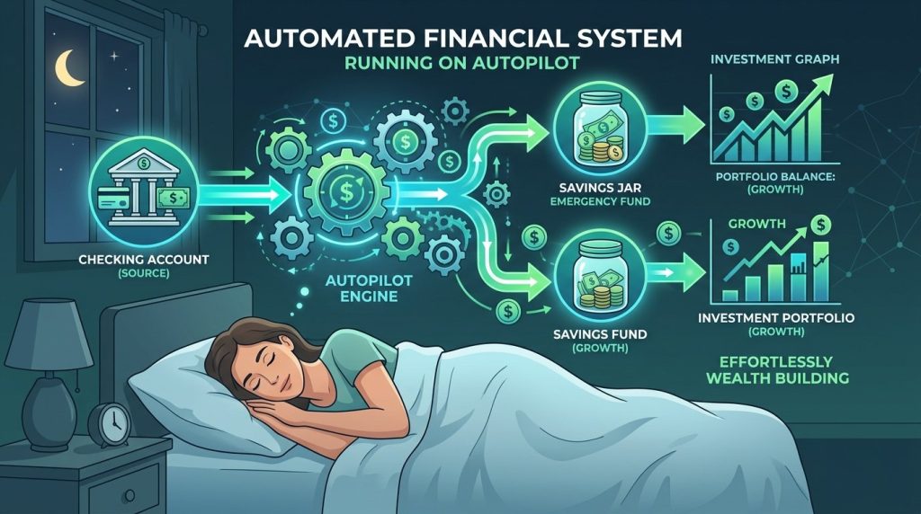 A person resting soundly in a modern bedroom with automated smart technology settings.