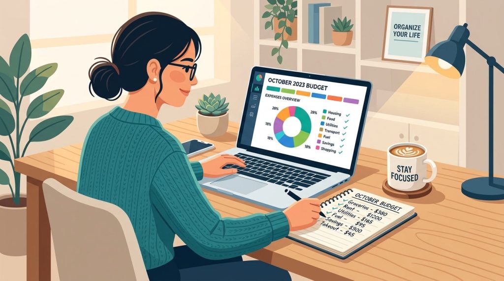 A focused professional working at a clean, organized office desk environment.