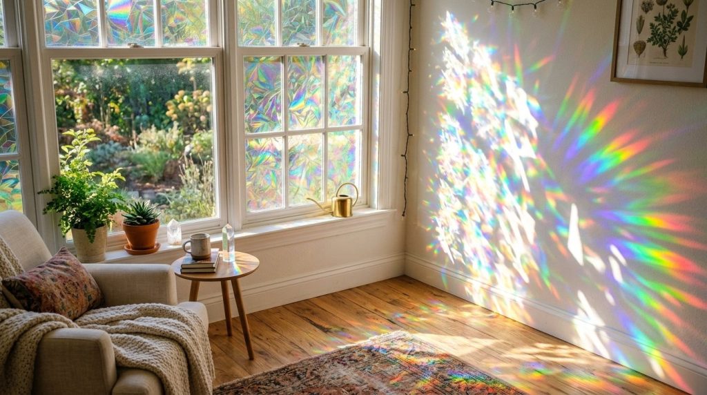 Beautiful sunbeams streaming through a clear window into a bright, airy interior space.