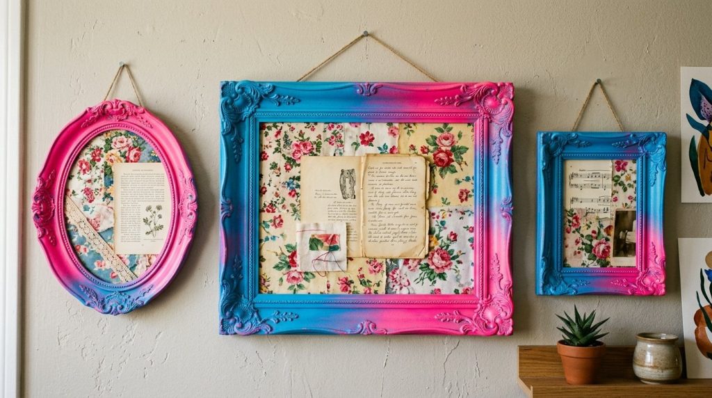 Three antique wooden frames arranged elegantly for a vintage home decor aesthetic.