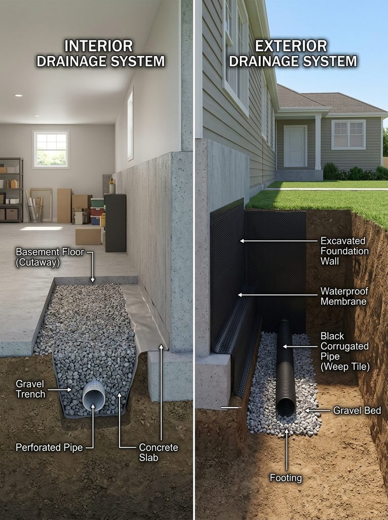 Basement Floor Drainage Systems: Types, Costs, & DIY vs. Pro Installation
