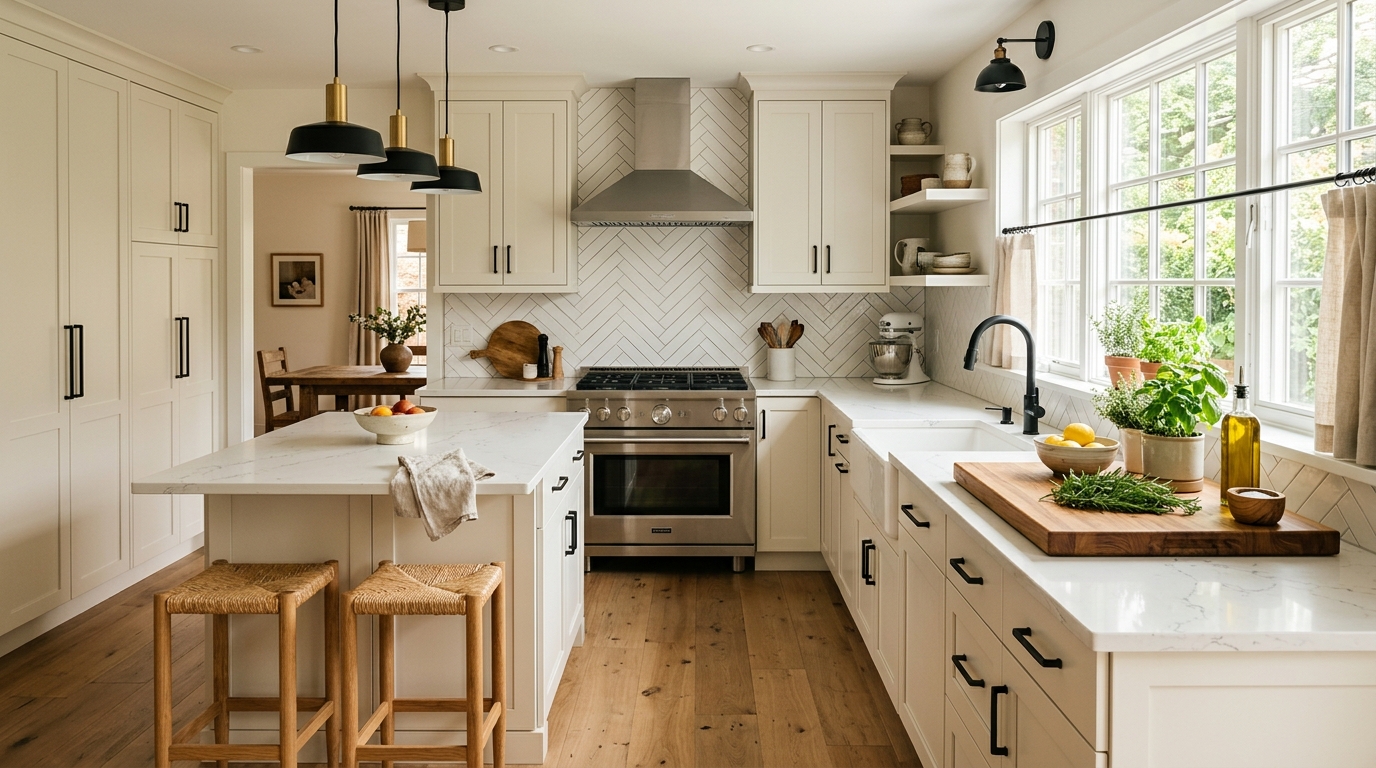 What Looks Best with White Cabinets and Black Hardware? (Countertops & Backsplashes)